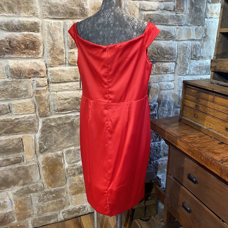 Ignite Evenings Red Satin Party Cocktail Dress, Size 16