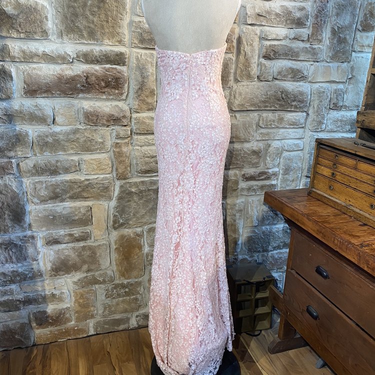 Jovani Light Pink Sequined Slit Formal Gown, Size 2