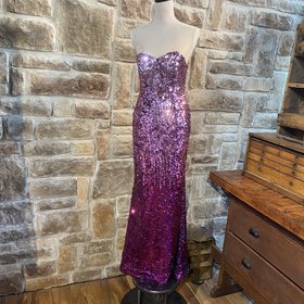 Night Moves Pink to Purple Sequined Ombre Dress, Size 6