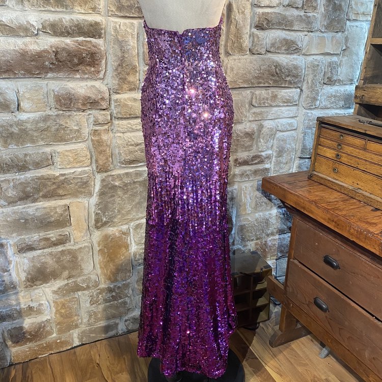 Night Moves Pink to Purple Sequined Ombre Dress, Size 6