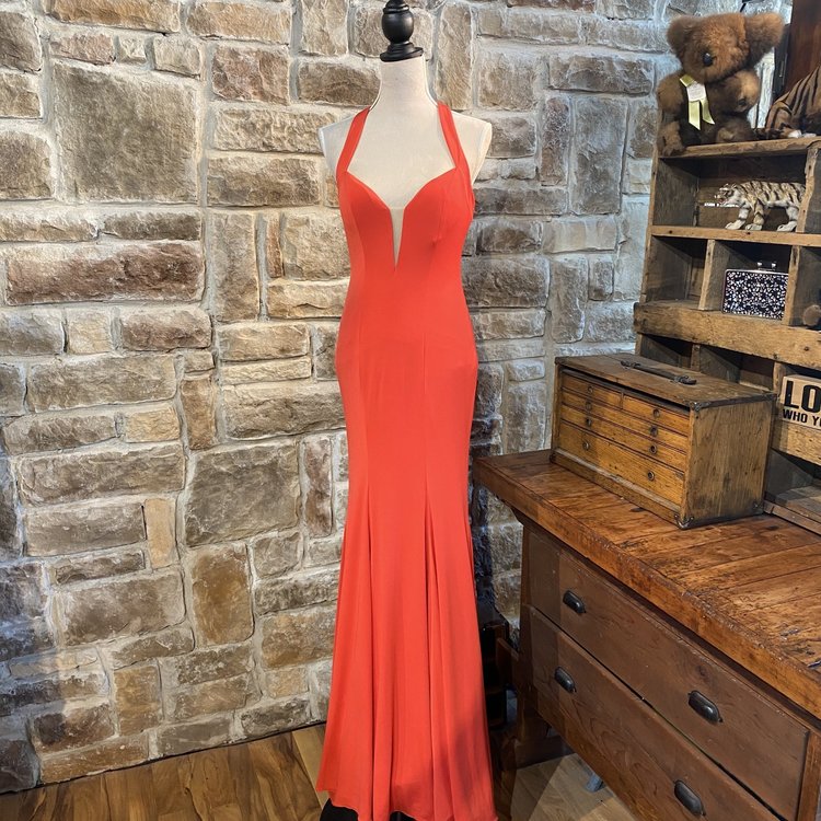 Jovani Red Illusion Mesh Formal Dress, Size 2