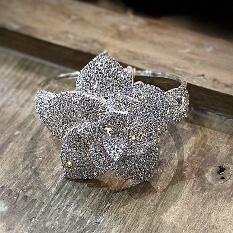 Rhinestone Flower Cuff