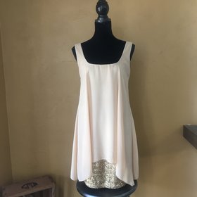 Ali & Jay Gold Sequin Dress with Flowy Overlay, Size M