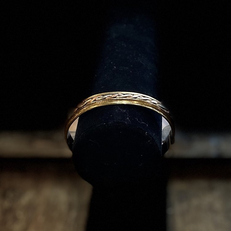Gold Cuff with Silver and Copper Braid
