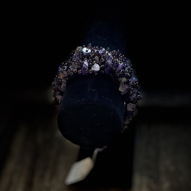 Amethyst & Beaded Cuff