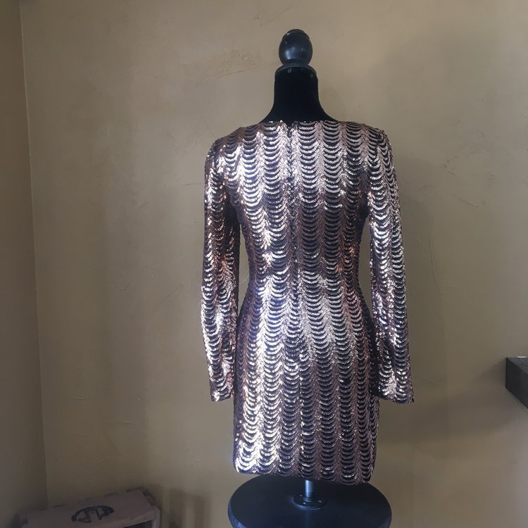 Milan Formals Bronze Gold Sequin Dress, Size 8