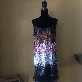 Aqua Multi Sequined Ombre Party Dress, Size M