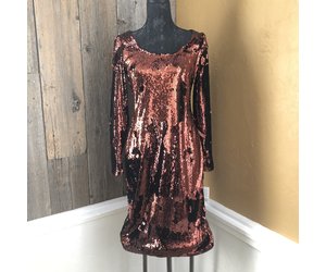 Calvin Klein Deep Orange Sequin Dress, Size M - Elements Unleashed Calvin Klein Deep Orange Sequin Dress, Size M - Elements Unleashed