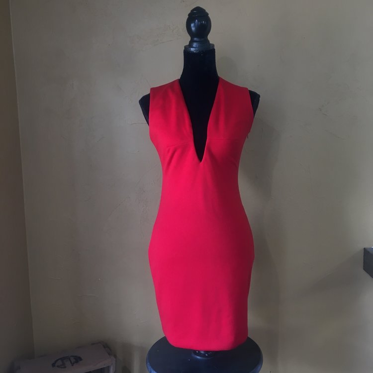 Blaque Label Red V-Neck With Open Back, Size M