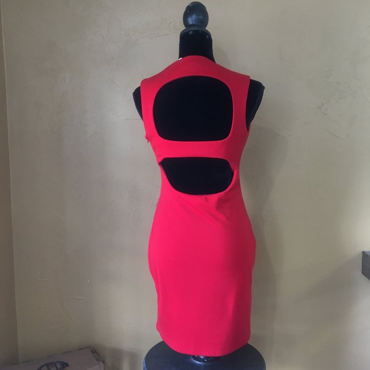 Blaque Label Red V-Neck With Open Back, Size M