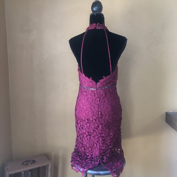 Bardot Maroon Halter Dress, Size 8