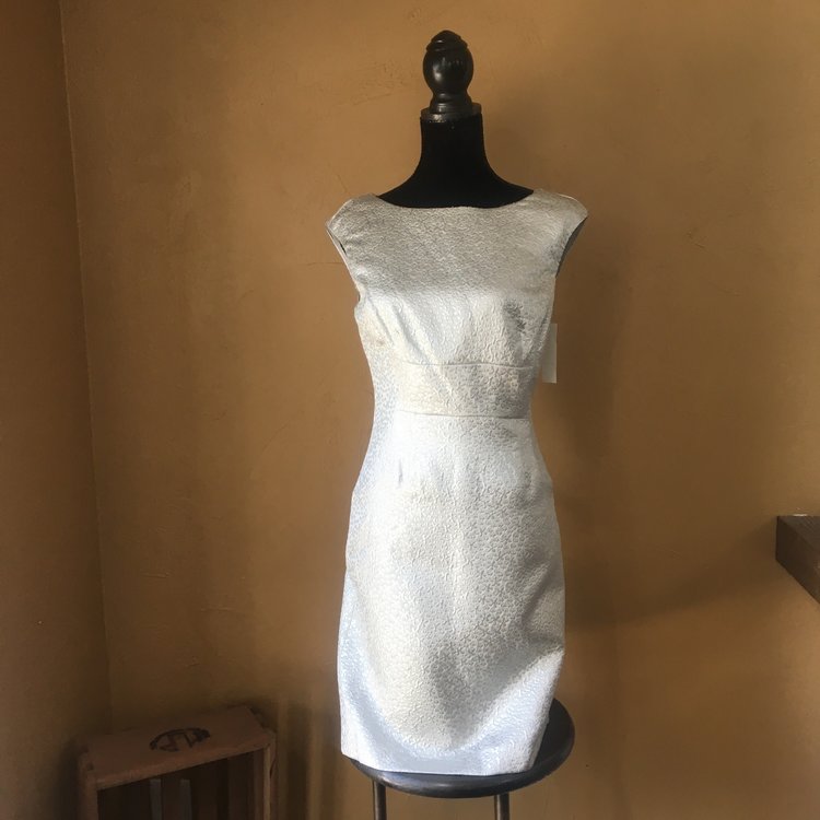 American Living Silver Jacquard Sheath, Size 8