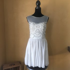 Aqua Silver Mesh Formal Dress, Size M