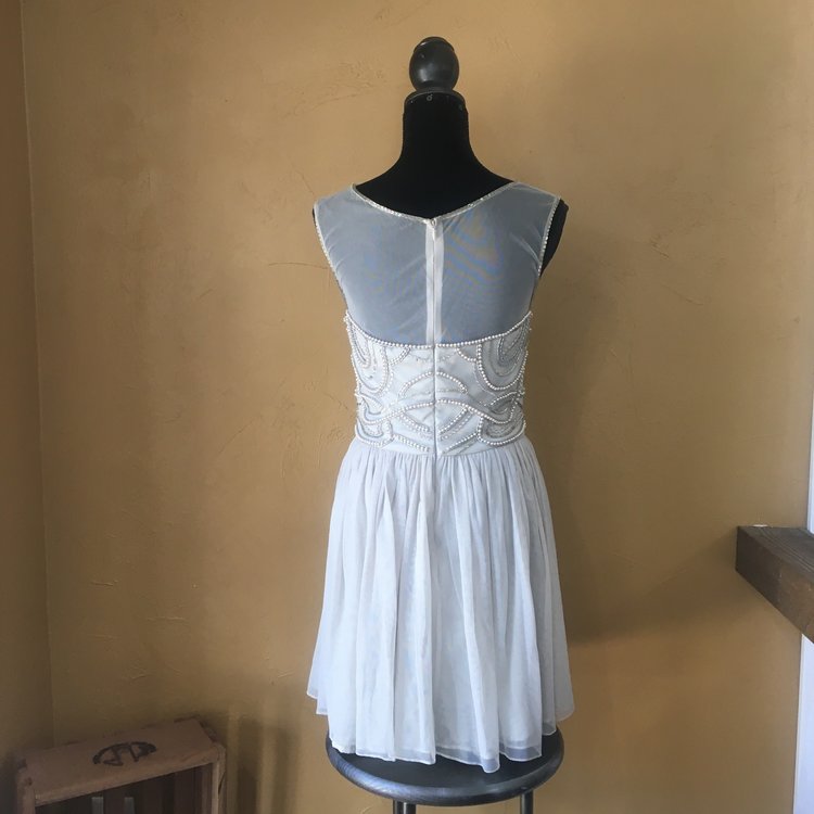 Aqua Silver Mesh Formal Dress, Size M