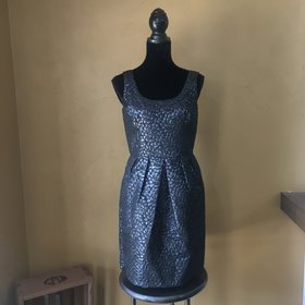 Black Floral Fit and Flare Dress, Size 8