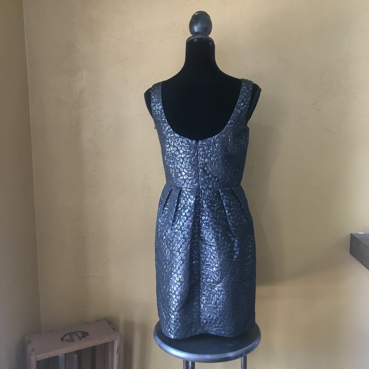 Black Floral Fit and Flare Dress, Size 8