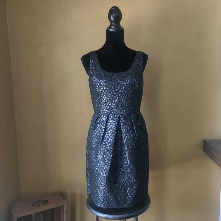 Black Floral Fit and Flare Dress, Size 8