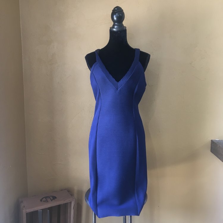 Guess Navy V Neck Bodycon Dress, Size 10