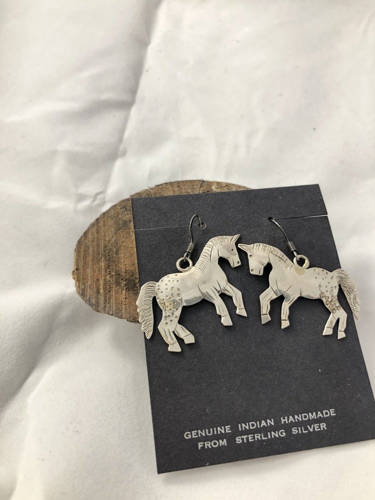 Genuine Indian Handmade Horse Earrings Sterling Silver
