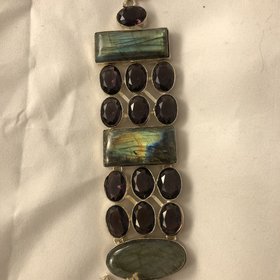 Blue Fire Labradorite and African Amethyst Bracelets