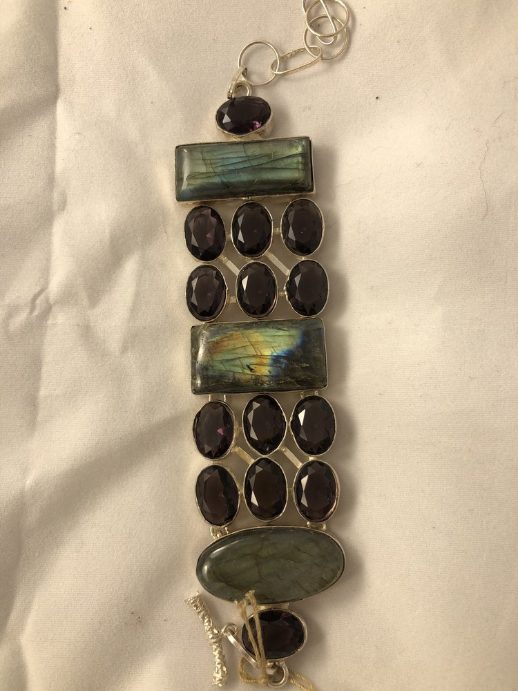 Blue Fire Labradorite and African Amethyst Bracelets