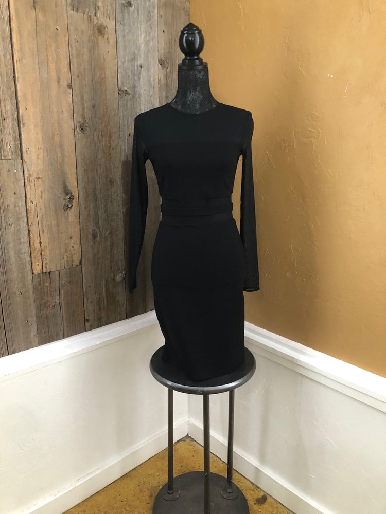 Bailey 44 Black Sheath Dress With Mesh Details, Size 8