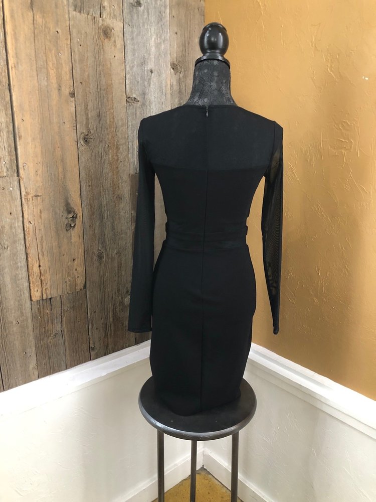Bailey 44 Black Sheath Dress With Mesh Details, Size 8