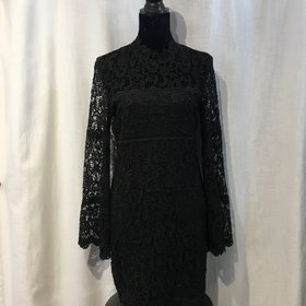 Bardot Black Crochet Scalloped Dress, Size 8
