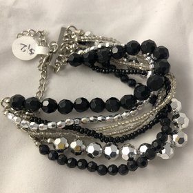 Black and Silver Stacked Bracelet