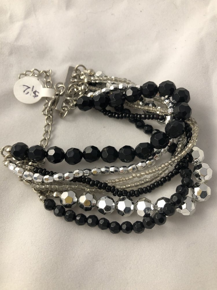 Black and Silver Stacked Bracelet