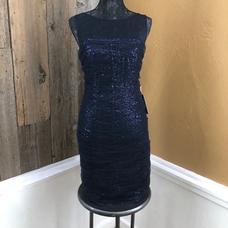 JS Collection Navy Ruched Cocktail Dress, Size 12