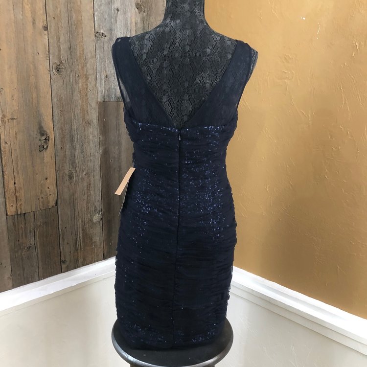 JS Collection Navy Ruched Cocktail Dress, Size 12