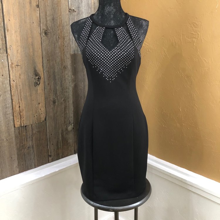 Guess Black Rhinestone Sheath Dress, Size 10
