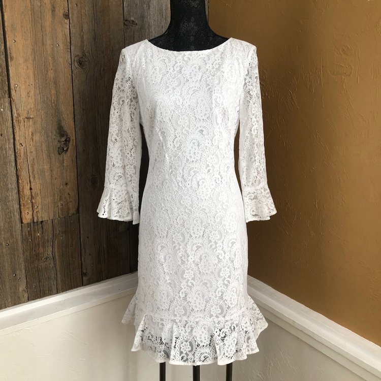 American Living White Long Sleeve Dress, Size 12