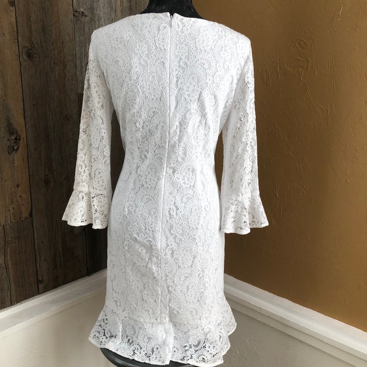 American Living White Long Sleeve Dress, Size 12