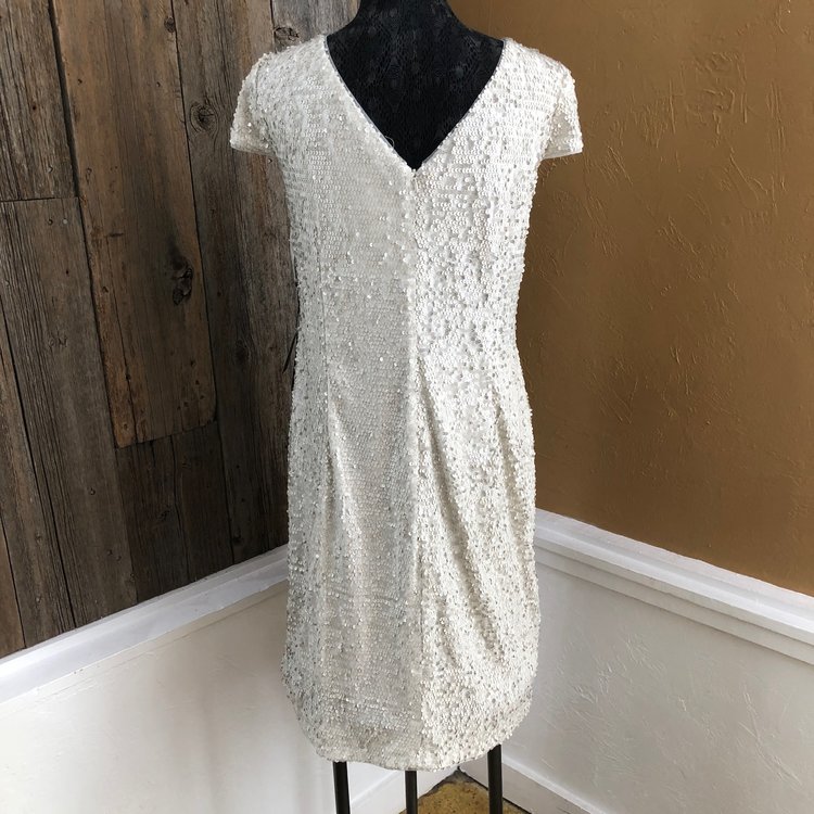 Adrianna Papell Ivory Sequined Shift Dress, Size XL