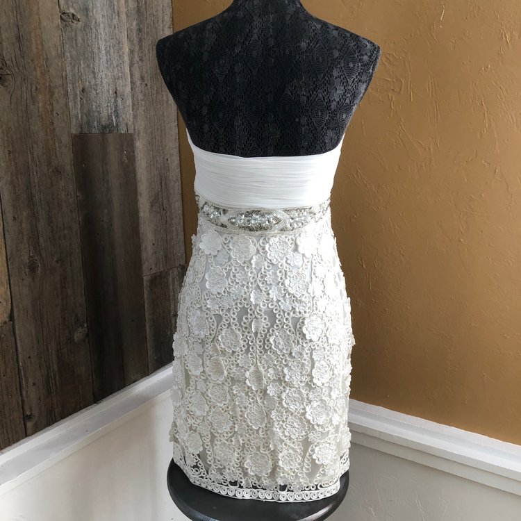Sue Wong White Cocktail Dress, Size 12