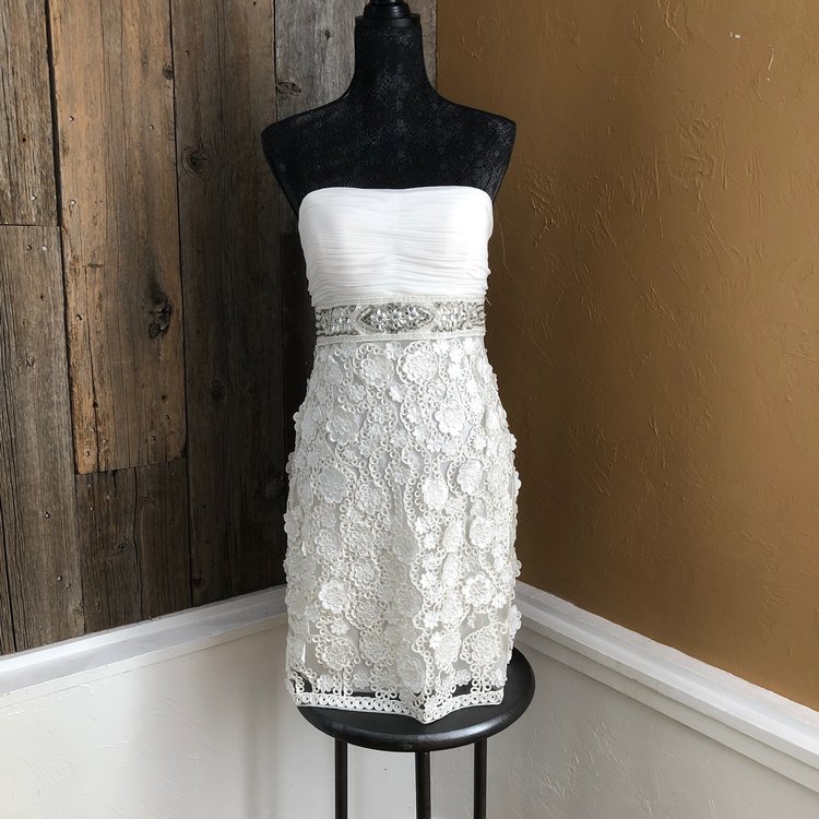 Sue Wong White Cocktail Dress, Size 12
