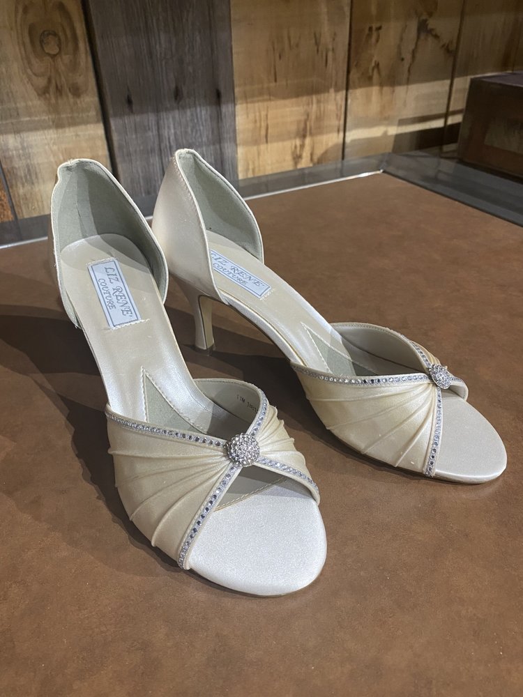 Ivory Heels with Jewels, Size 11