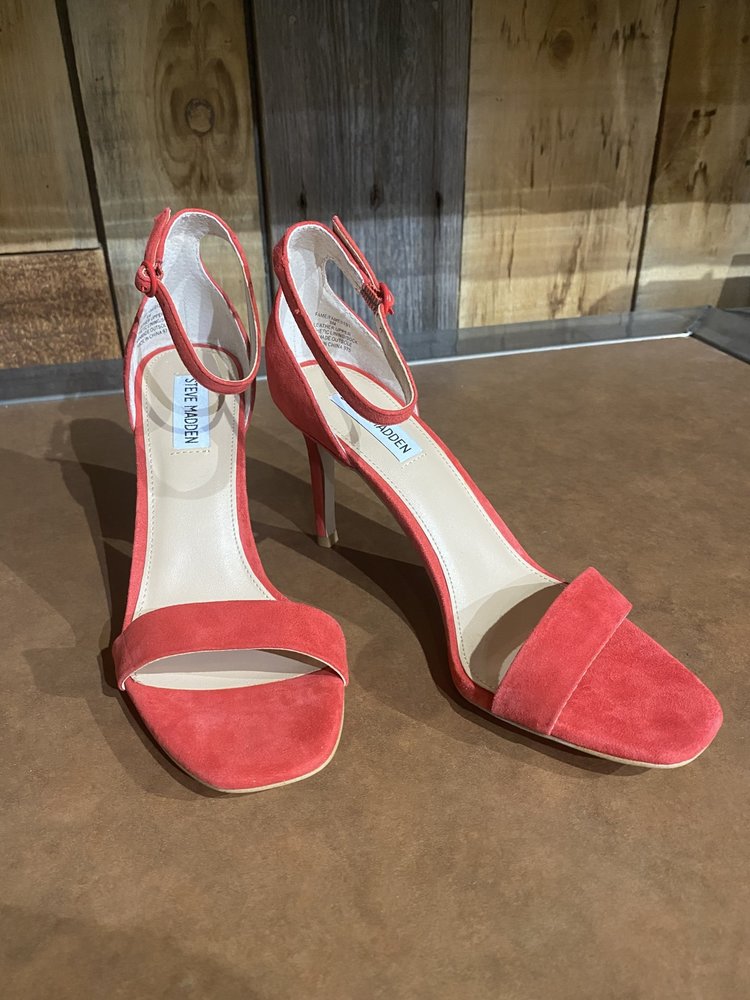 Red Suede Heels, Size 8