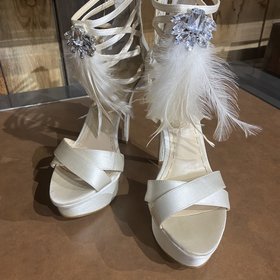 Ivory Heels with Feathers, Size 9