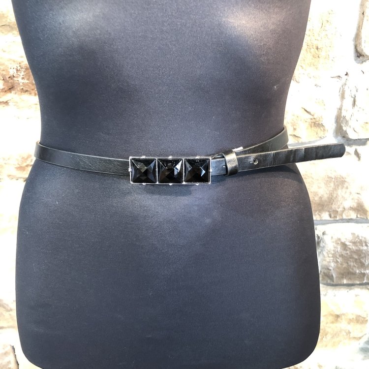 Black Tri-Jeweled Belt, Size M
