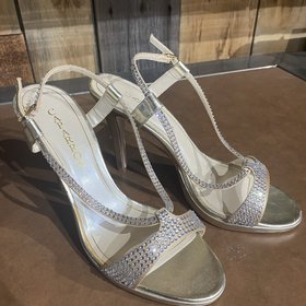 Rose Gold Srappy Heels, Size 10