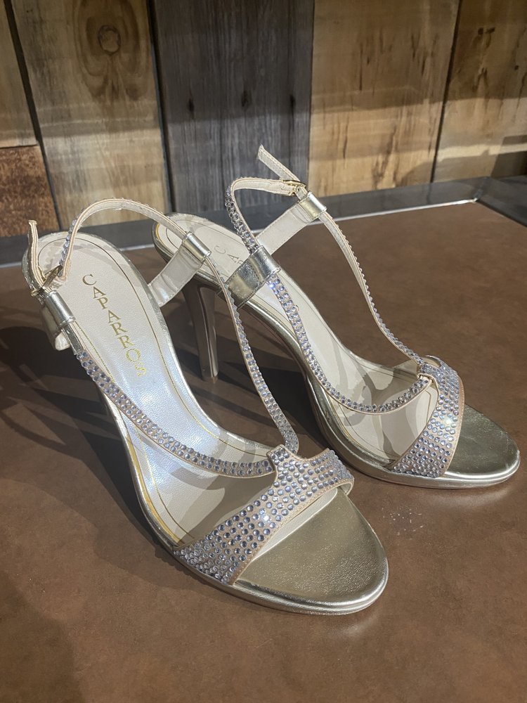 Rose Gold Srappy Heels, Size 10