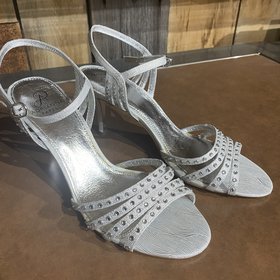 Silver Strappy Heels, Size 10