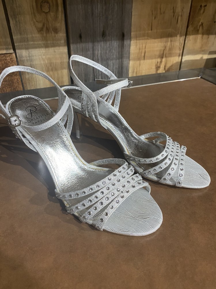 Silver Strappy Heels, Size 10