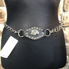Leather Raven Chain Belt, Size S