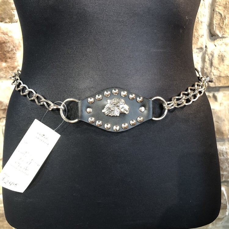 Leather Raven Chain Belt, Size S