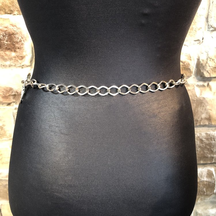 Leather Raven Chain Belt, Size S