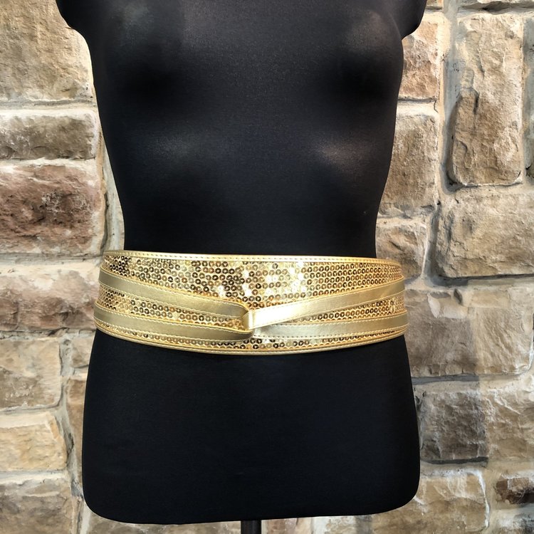 Gold Sequin Belt, Size 1X